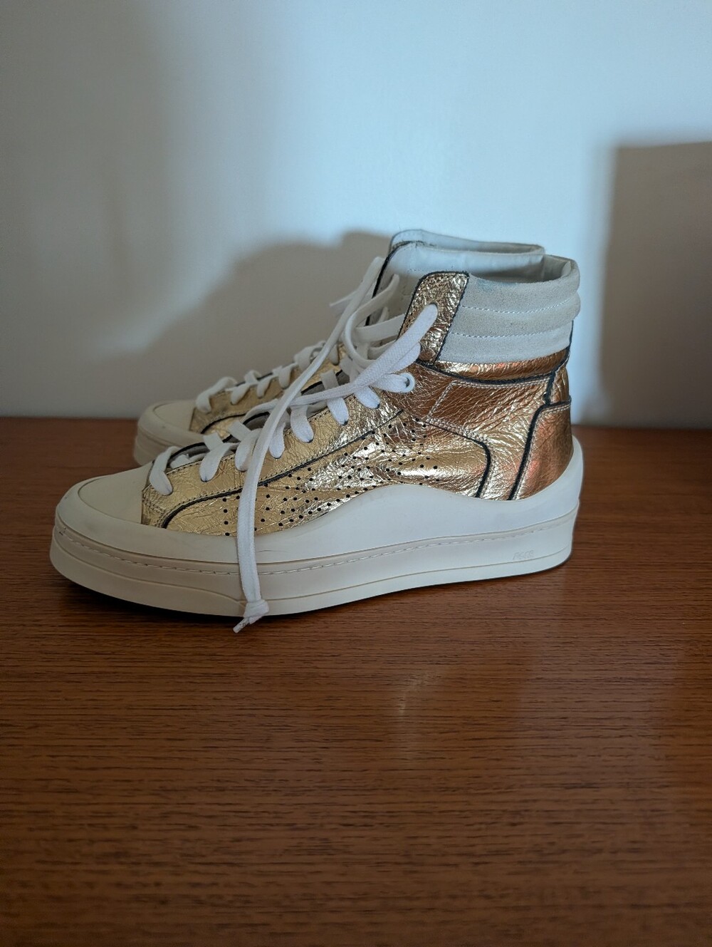 P448 - Rail Tulum Hi Top Gold Sneakers Designer Rare Made In Italy High Tops